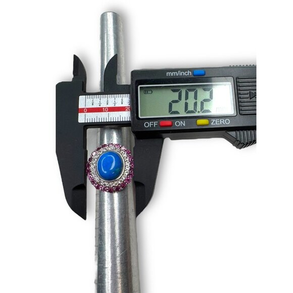 Sterling Silver Pink Tourmaline White Spinel Lapis Ring Size 6.25 - Picture 12 of 14